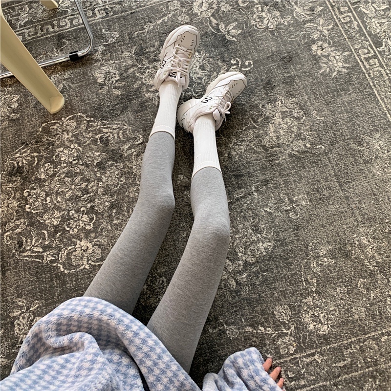 实拍实价 3色/ 高弹力踩脚修身腰头条纹加绒加厚外穿打底裤女