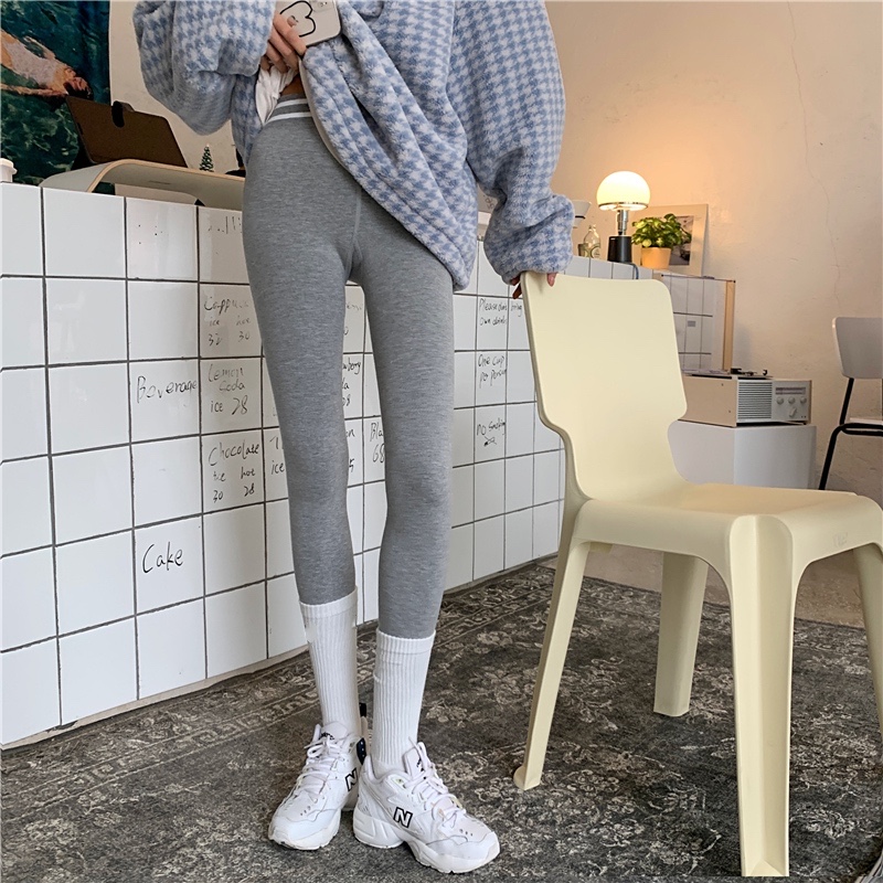 Actual shot 3 colors/high elastic foot-stepping slim waist striped velvet thickened outer leggings for women