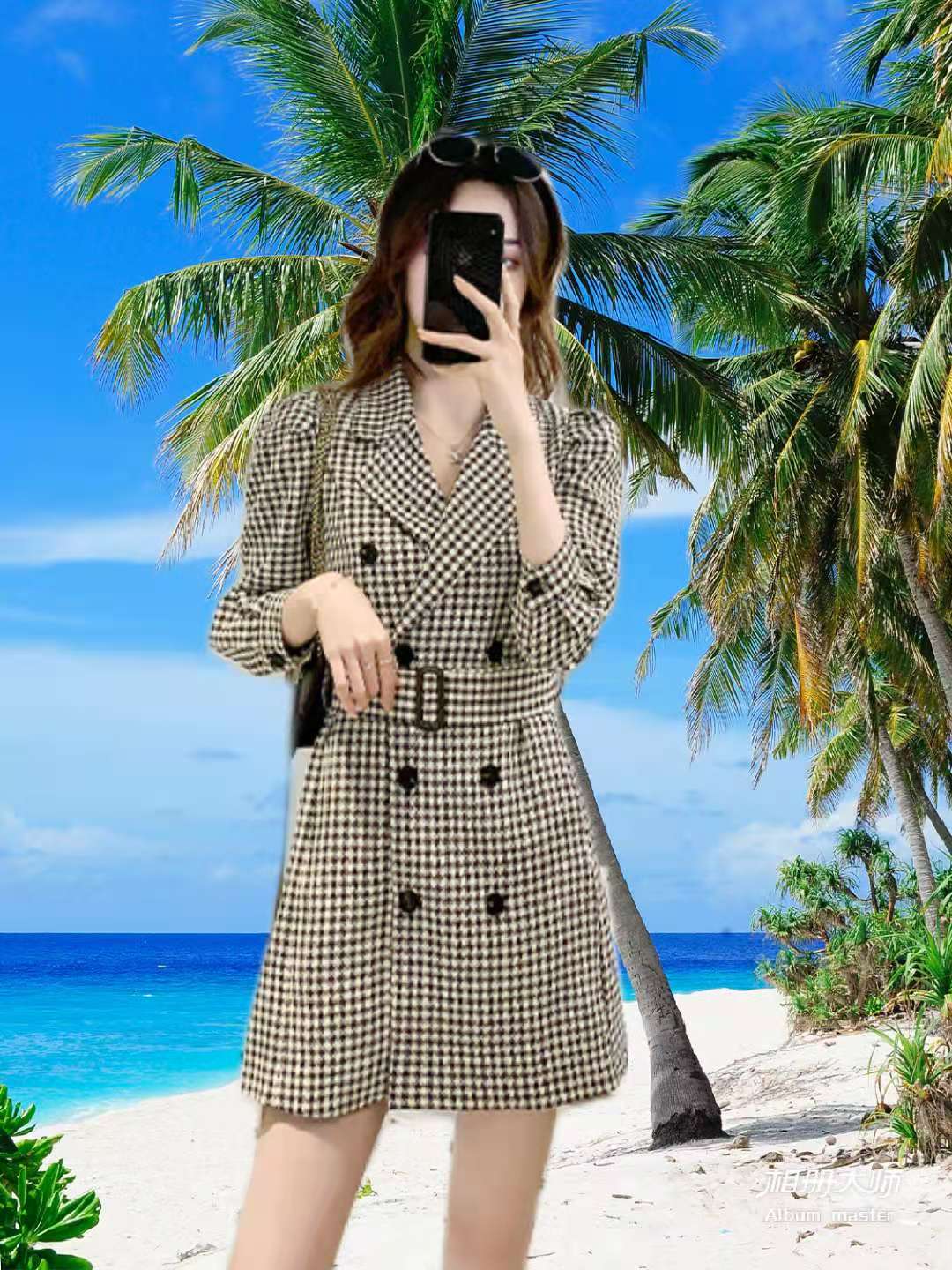 格子西装外套女韩版宽松2021春秋新款学生复古网红小西服韩国上衣