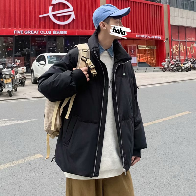 实拍潮流百搭简约常规款流行青年气质港风时尚宽松文艺棉衣立领男