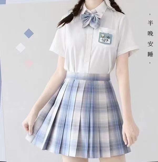 日式正统jk制服软妹萌款高腰学院风同款格纹领结制服百褶裙