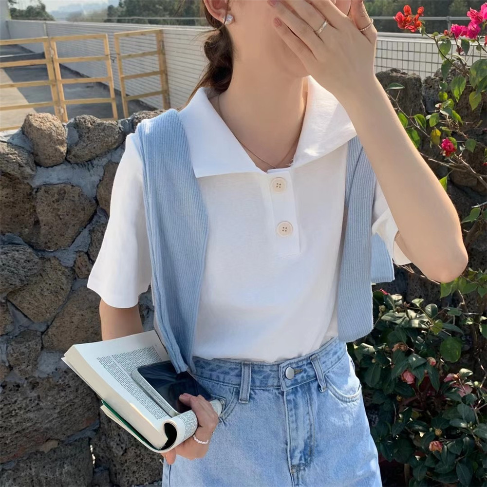 实拍春季2021年新款韩版修身显瘦针织衫短袖t恤