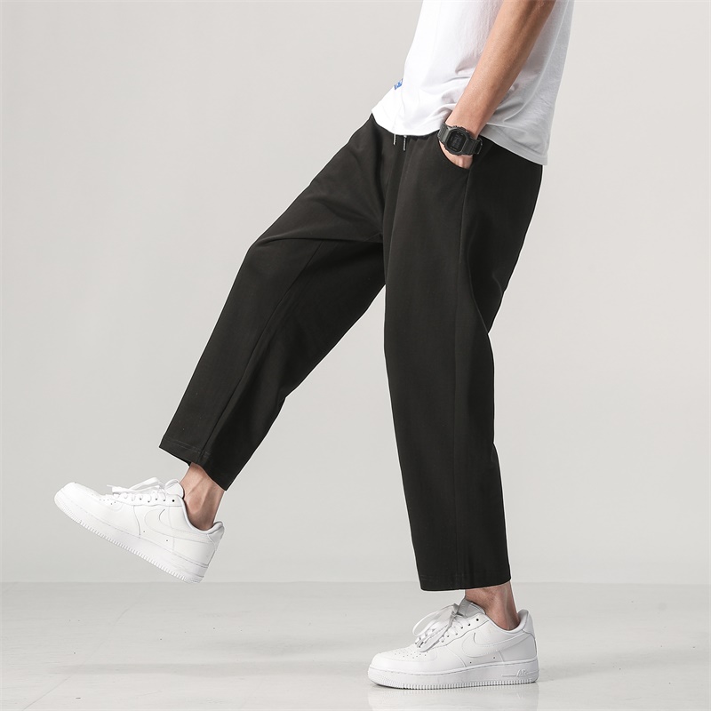 新款男士针织纯色潮流百搭宽松休闲散口八分裤