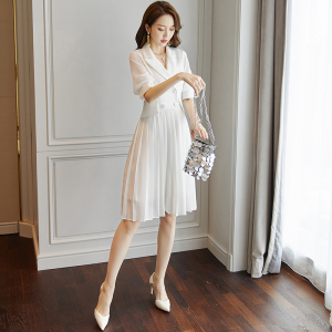 KM17610#职业高端气质西装白色连衣裙女夏季2022新款收腰显瘦裙子春装款