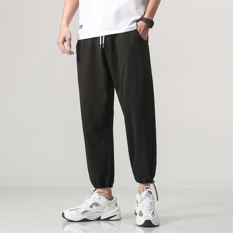 新款男士韩版针织纯色宽松休闲百搭春夏季九分裤