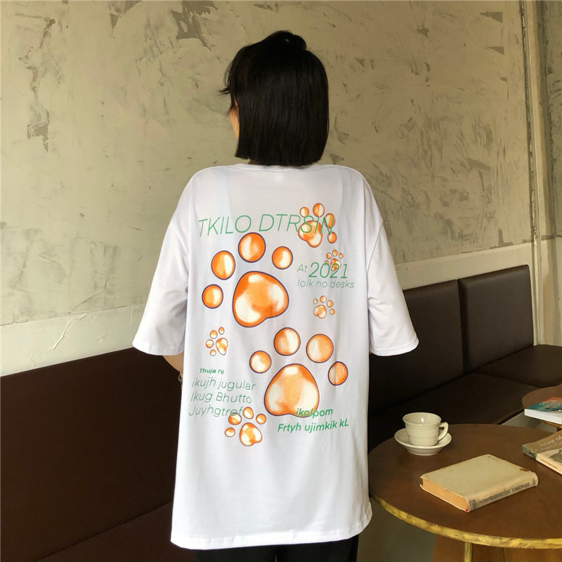 实拍实价 有小视频 6535拉架棉夏季新款ins潮宽松短袖T恤女