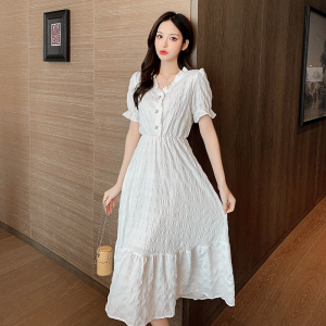 RM15245#夏季新款气质连衣裙桔梗法式收腰显瘦仙女白色连衣裙
