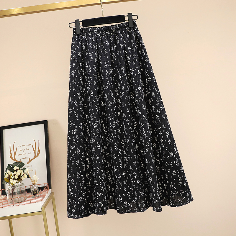 实拍大码女装2021夏季新款胖妹妹宽松显瘦小碎花遮肚子雪纺半身裙