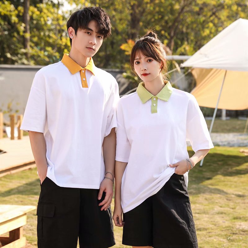 实拍棉polo衫男女纯色工作服定制印图案班服纪念衫宽松厂服
