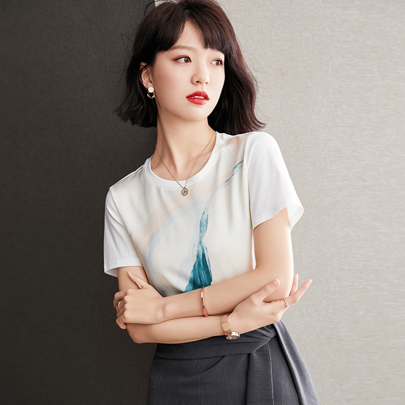 已出货◆现货◆2021夏真丝衬衫女2021新款时尚印花气质桑蚕丝上衣