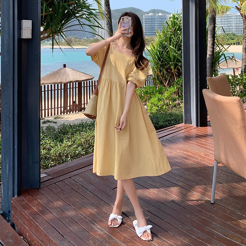 实拍~大码女装夏季纯棉棉麻宽松连衣裙夏天胖mm中长款显瘦短袖裙