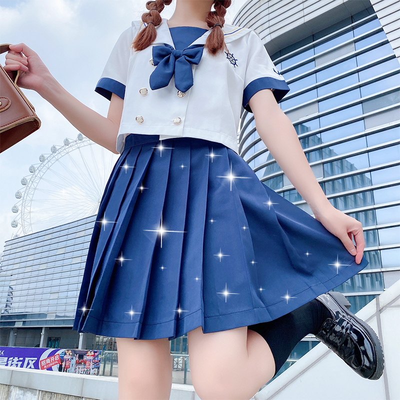 实拍现货日系正统jk制服夏季短袖短裙jk套装女水手服两件套