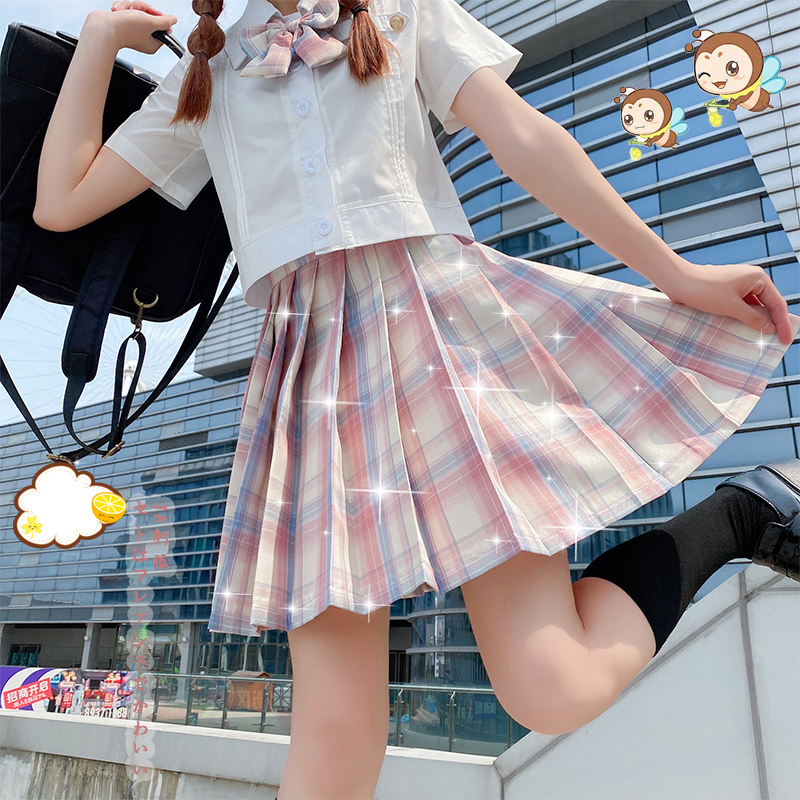 实拍现货白桃清酒jk制服格裙新款百褶裙学院风套装女