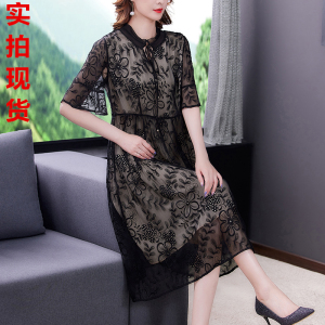 RM3293#桑蚕丝连衣裙高贵优雅气质茶歇裙 新款夏装裙子