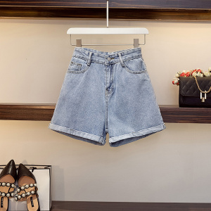 Fake two-piece shirt and two-piece denim shorts