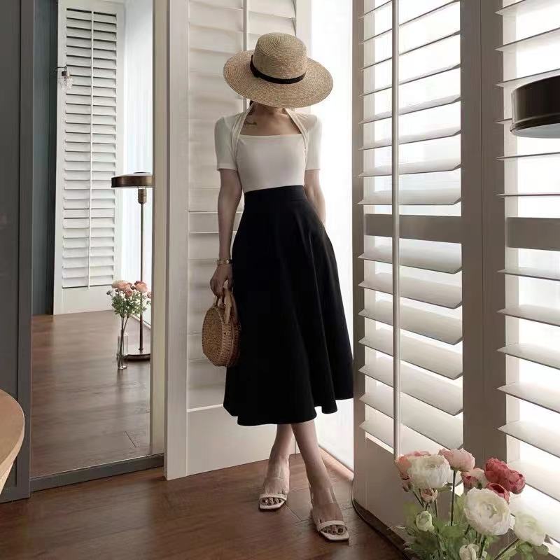 2021年夏季新款女轻熟风御姐套装温柔复古法式茶歇气质连衣裙子潮