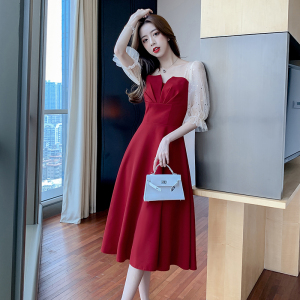 TR20657# 敬酒服红色小礼服平时可穿新款订婚连衣裙女小个子 服装批发女装服饰货源