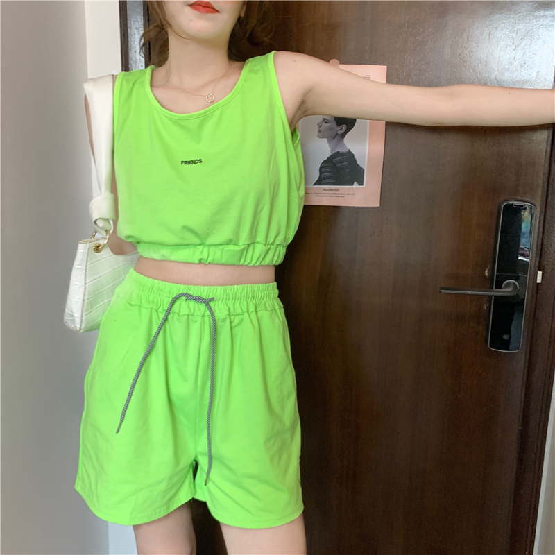 实拍休闲裤运动套装女2021新款夏季宽松显瘦潮