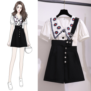 Two piece fashion suit with suspenders