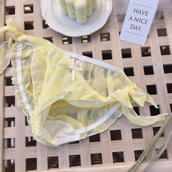 实拍实价日系清新少女印花水玉雪纺面料系带低腰三角裤女棉档内裤