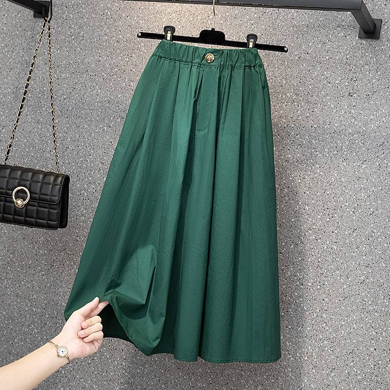 实拍现货大码女装工装半身裙日系夏季中长款伞裙高腰显瘦A字裙