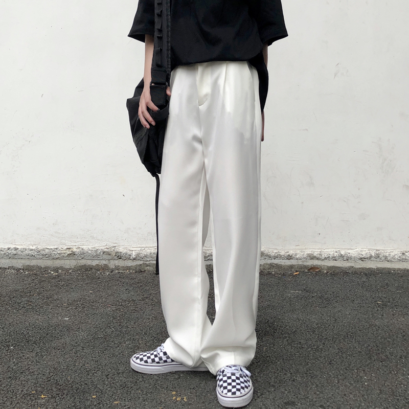 控45韩国潮流男女西裤ins复古松垮坠感西装长裤休闲宽松阔腿裤