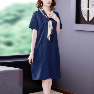 RM5169#大码韩版真丝桑蚕丝妈妈连衣裙女装2021新款高端宽松中长款裙子