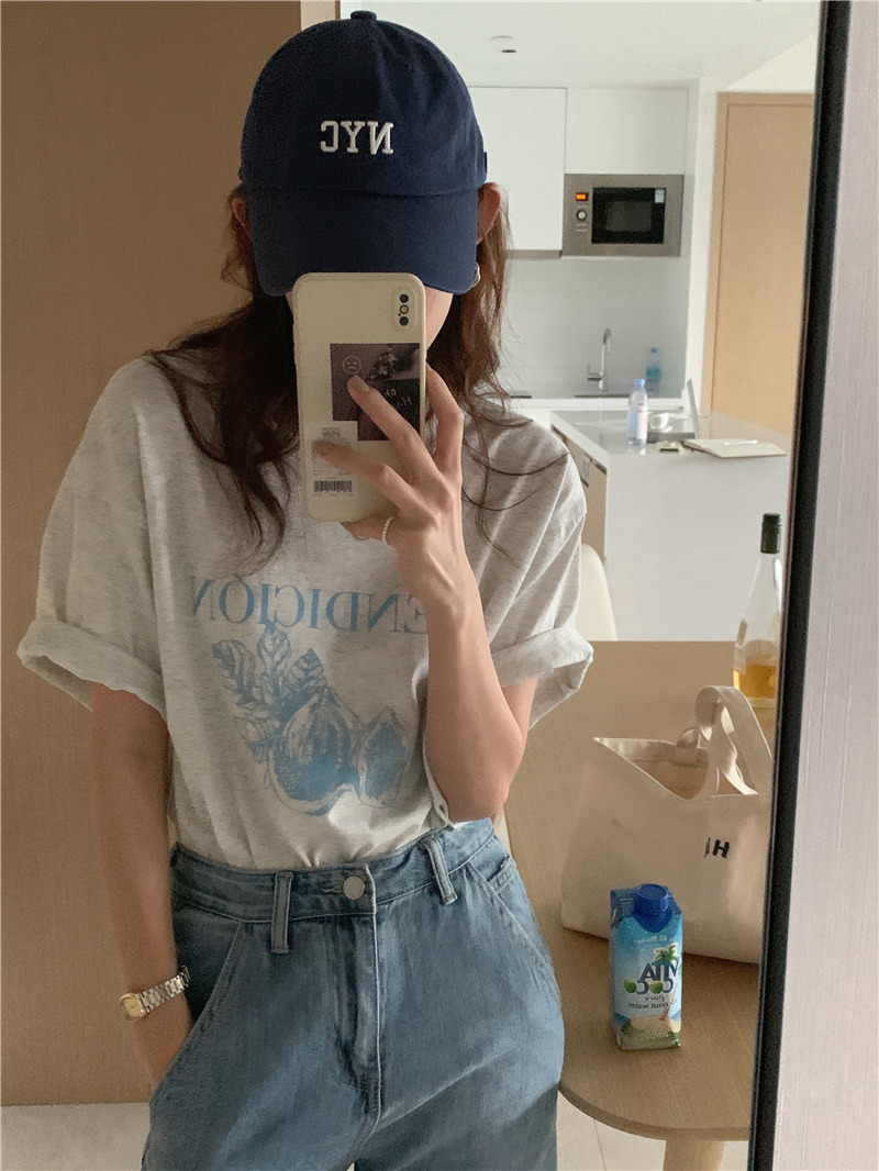 实拍实价 韩版ins风无花果T恤 2色现货