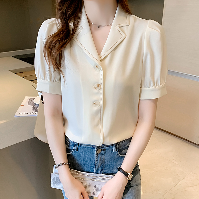 2021实拍◆◆有现货◆◆新款夏款短袖雪纺衫女上衣时尚气质潮流遮肚子小衫