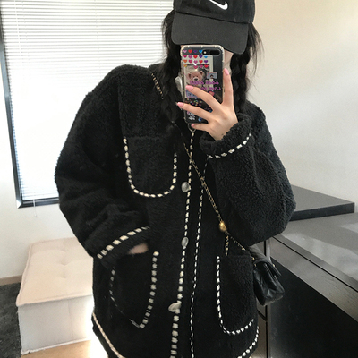 王少女的店铺小香羊羔毛外套2021冬装款网红风毛绒加厚爆法式名媛