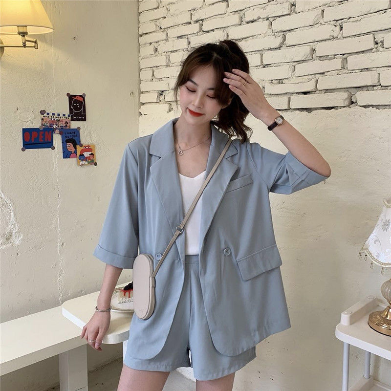 Spring and summer new Korean fashion suit suit thin casual loose suit coat shorts temperament two-piece suit female