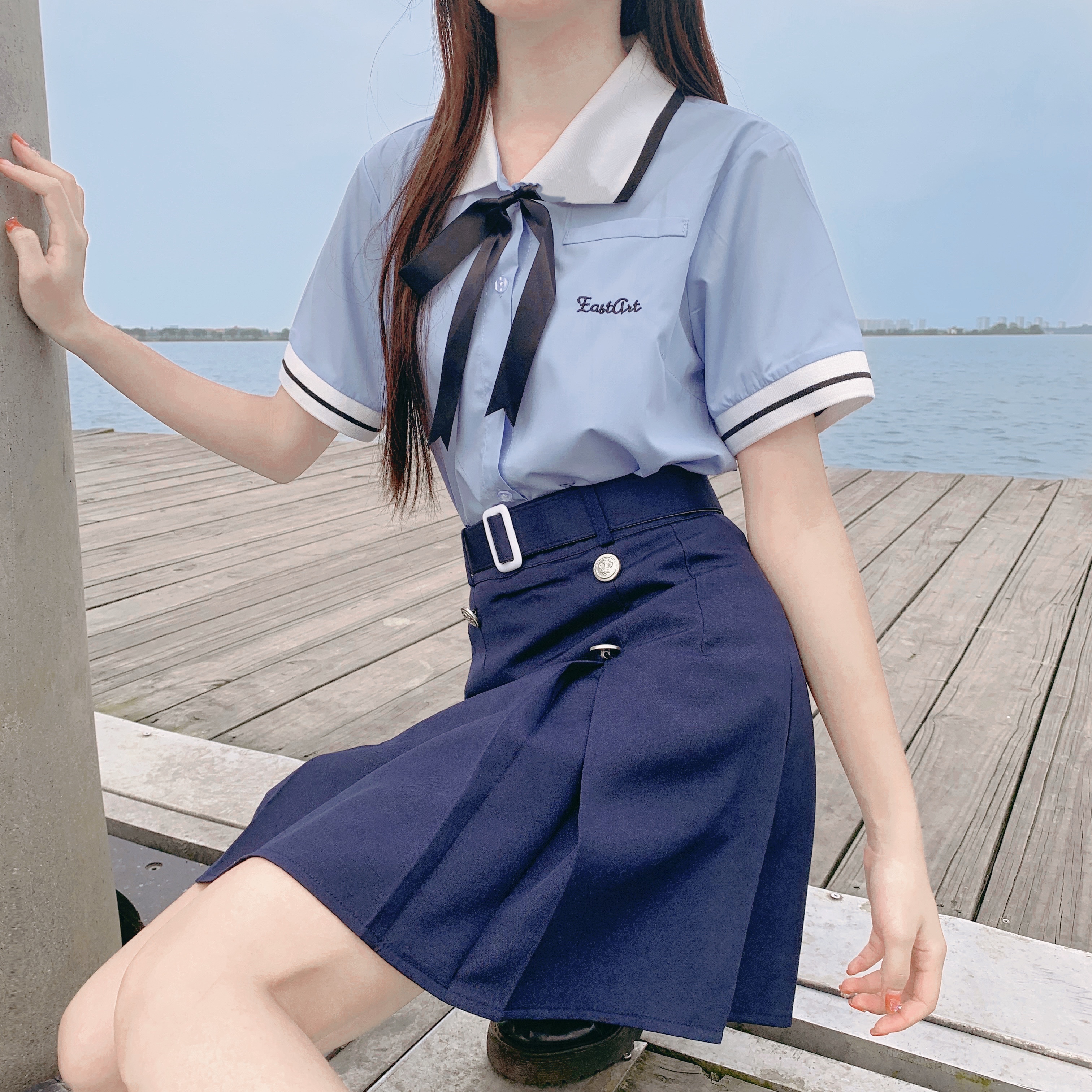 实拍现货 东梨艺高夏季JK制服校供感衬衫短裙两件套泰式校服女