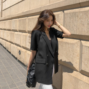 PS19366# 韩国东大门春夏新款高级设计感小众短袖西装外套女 服装批发女装货源