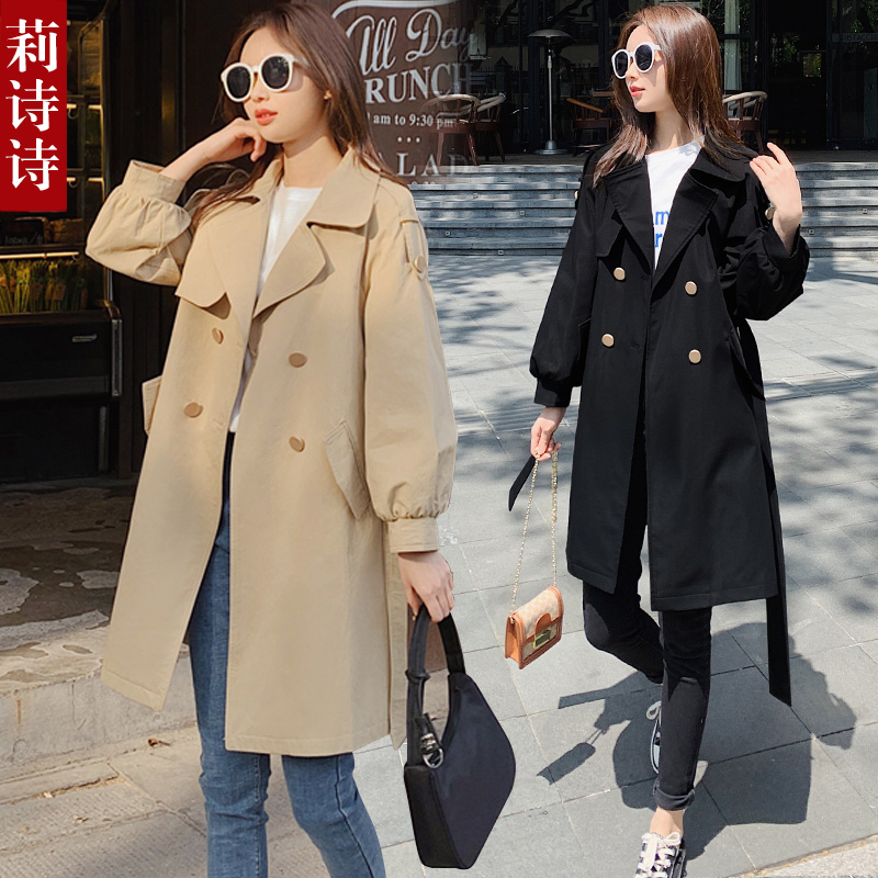 风衣女中长款春装2021新款韩版宽松流行过膝英伦风大衣春秋外套潮