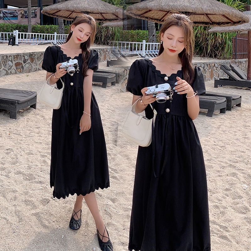 实拍现货 2021夏季新款孕妇装连衣裙v领宽松大码孕妇连衣裙
