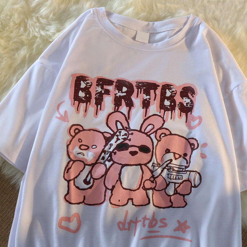 金靓腾达 原创 6535拉架棉 日系趣味卡通兔子短袖T恤上衣ins潮