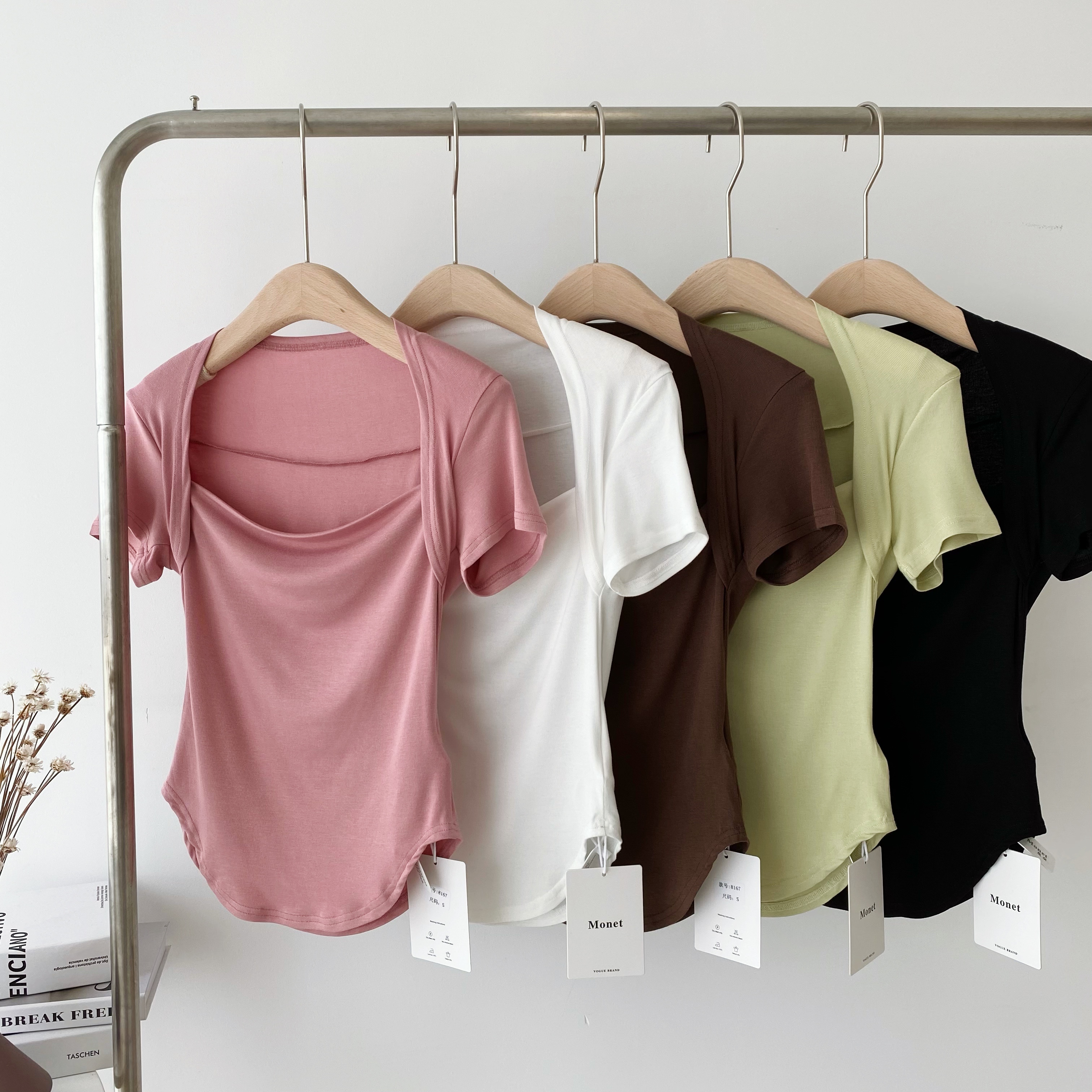 CloudSweet Rollin Girl~果味方糖/法式小众设计感露锁骨方领T恤