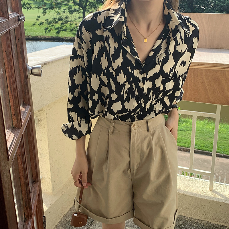 实价实拍三标齐韩范美人皱单排扣防晒牛奶衬衫女