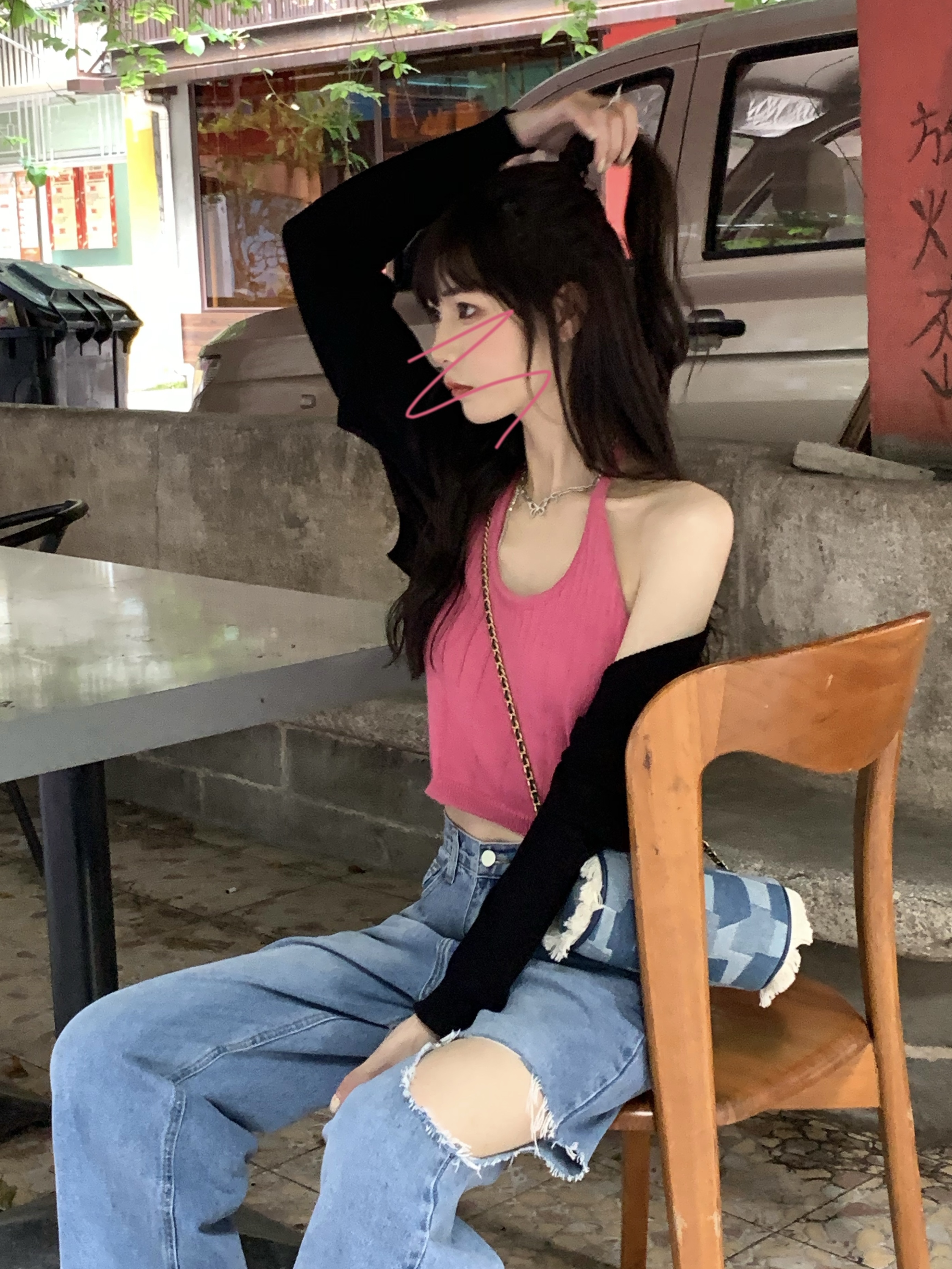 实拍实价~辣妹必入夏日挂脖露背吊带背心+防晒外搭开衫