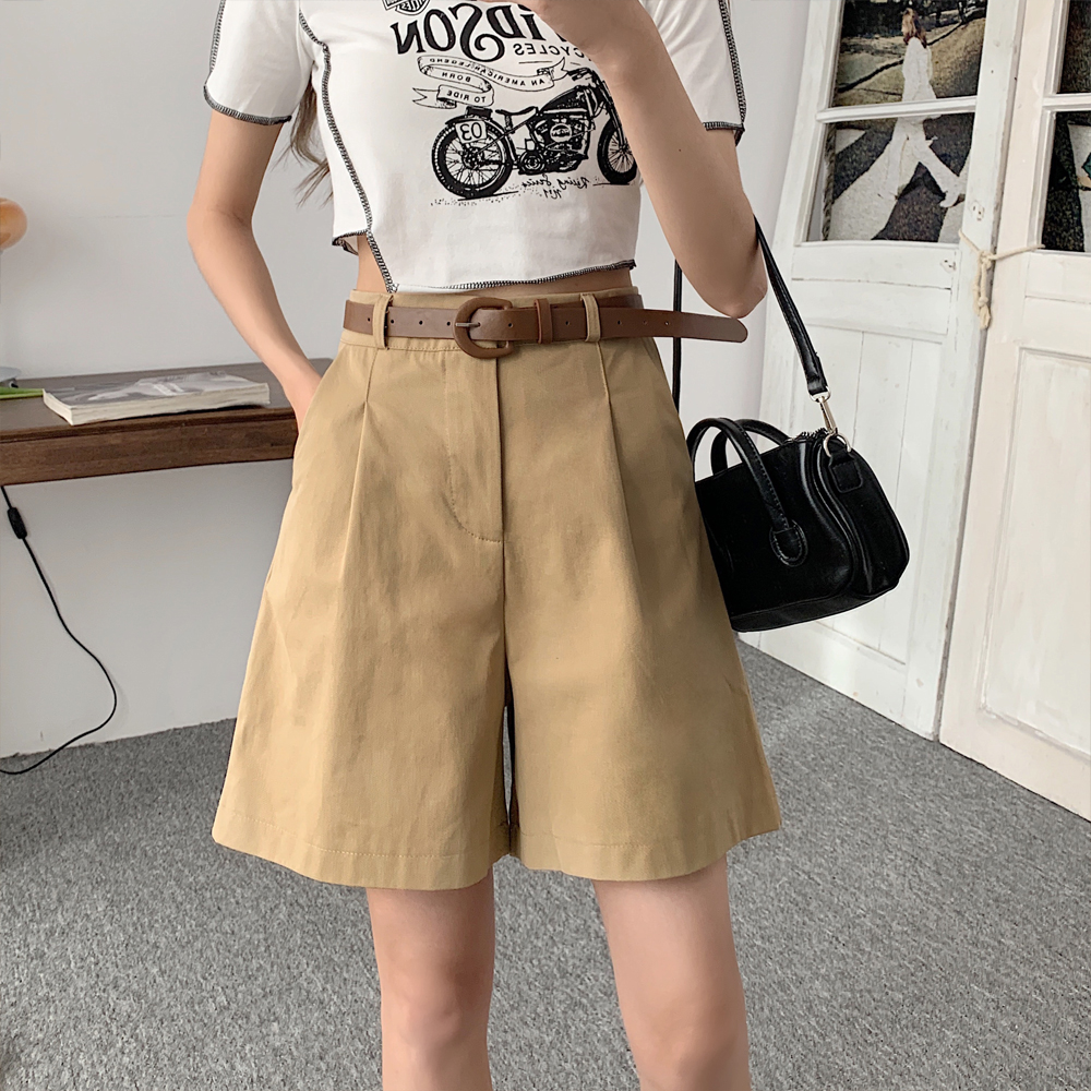 实拍高腰短裤女夏季新款宽松休闲五分裤大码中裤a字工装阔腿裤
