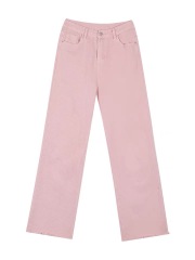 Wang Zixing straight high waist Pink Jeans Women's summer thin 2021 new loose casual pants hot girl