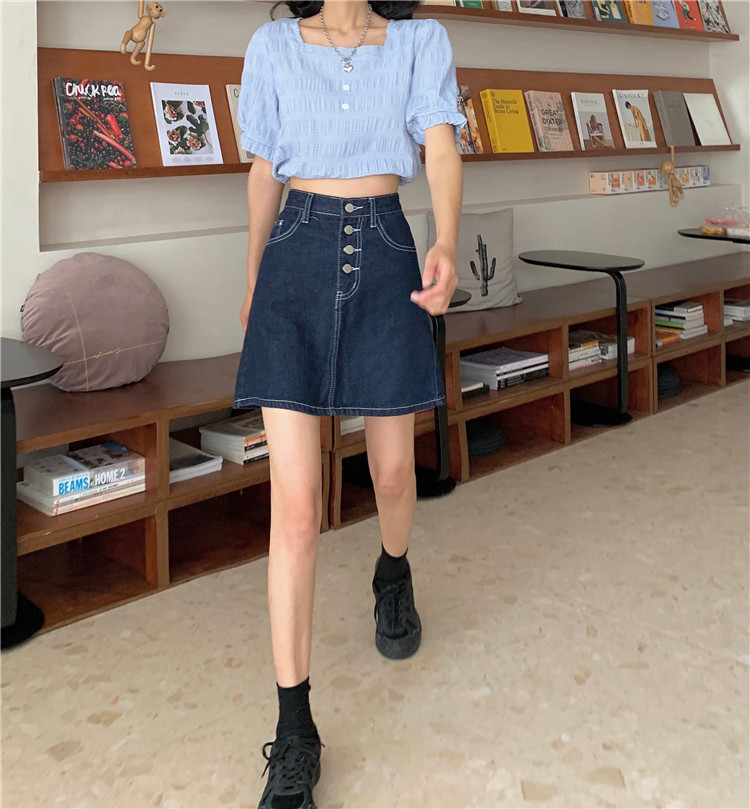 实拍实价~高腰显瘦牛仔短裙女半身裙