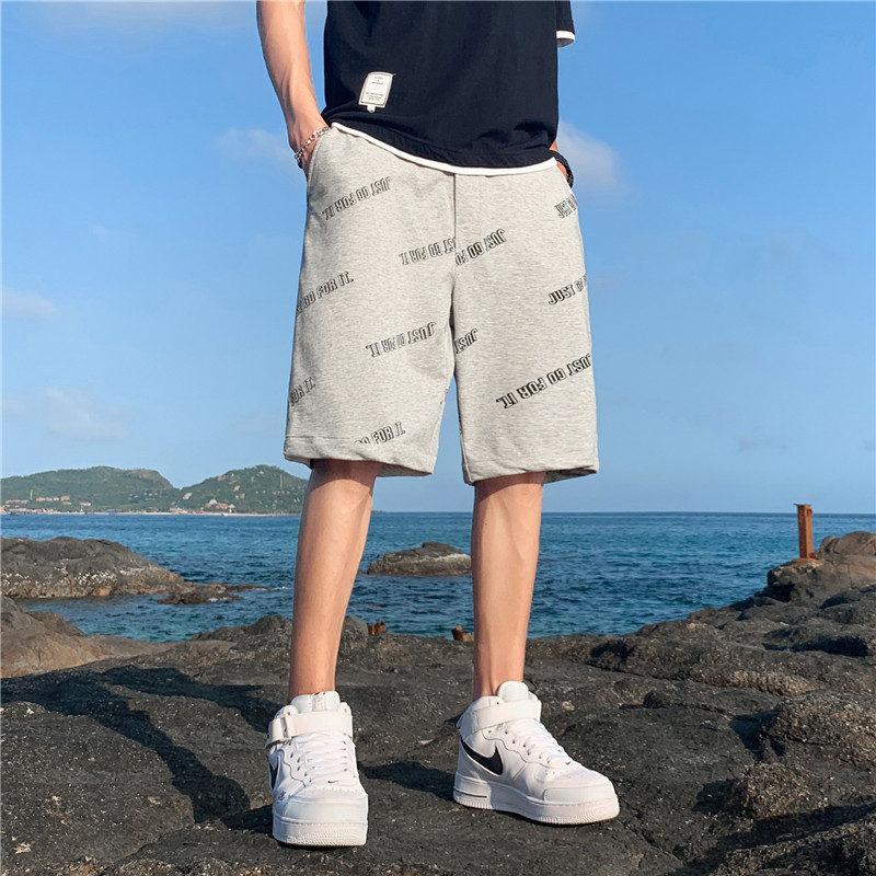 港风ins潮流宽松运动短裤男休闲潮牌五分裤大码沙滩裤男情侣装裤