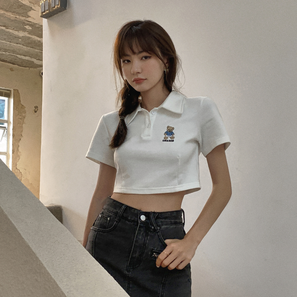 实拍 休闲短袖2021年新款女夏季设计感小众刺绣短款上衣ins潮t恤