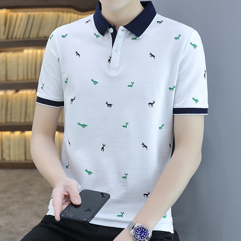 夏季男POLO衫新款潮牌修身翻领t恤上衣服中袖休闲短袖ins夏装体恤