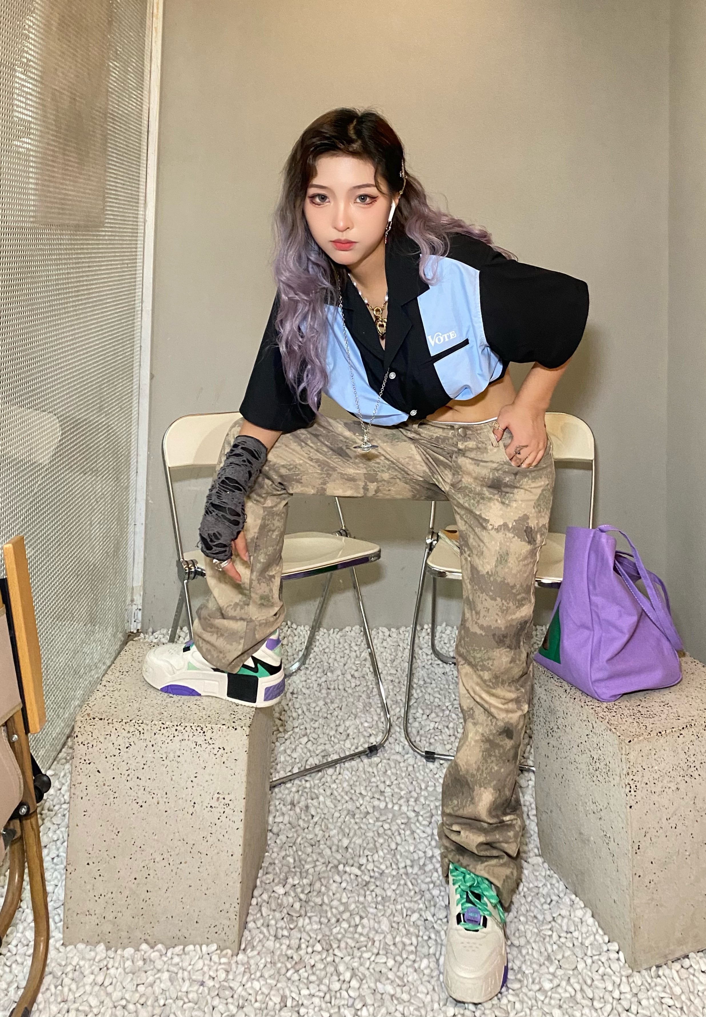 实拍实价！！微喇叭复古迷彩休闲bf风长裤