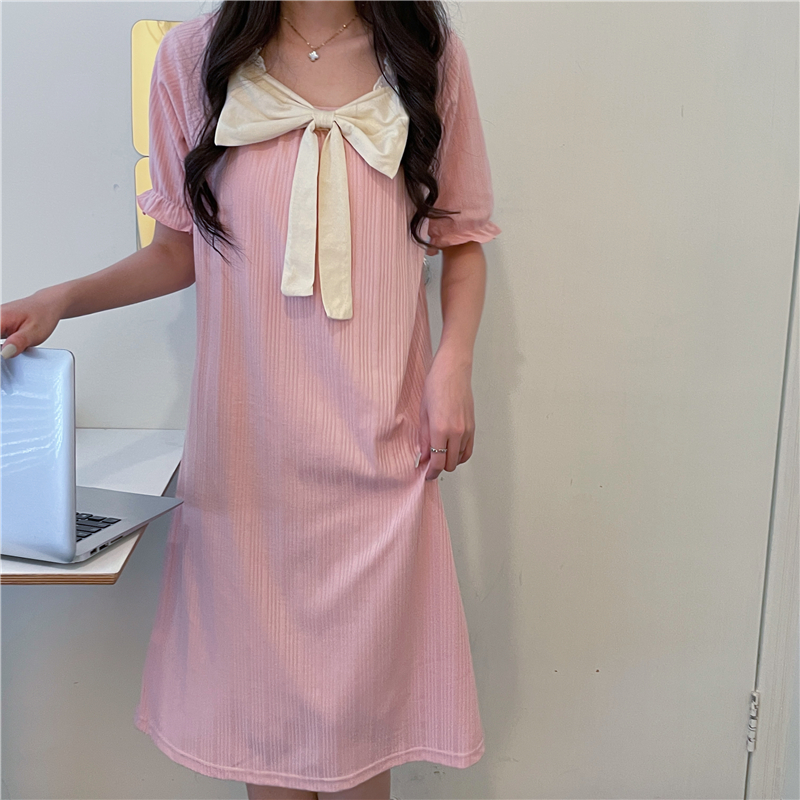 实拍实价  短袖睡裙女生夏季睡裙女蝴蝶结公主风可爱甜美家居服