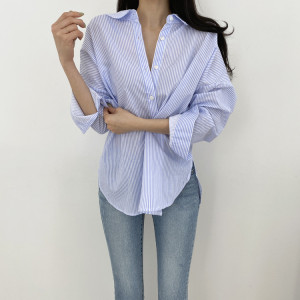 PS48328# 韩国chic早秋设计感前后两穿衬衣 服装批发女装直播货源