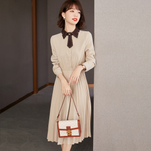 TR58250# 秋季设计感翻领法式中长连衣裙子大摆衬衫裙 服装批发女装批发服饰货源