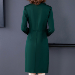 MY3718#优雅气质长袖职业修身显瘦气质连衣裙中长款包臀裙